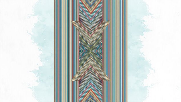 Multicolored stripe pattern with geometric shapes and teal accents, suitable as a trendy background for digital interfaces - Powered by Adobe