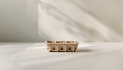 Empty egg carton used as a textured backdrop for culinary display or advertisement