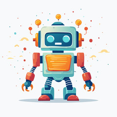 Fototapeta premium Illustration of a cute cartoon robot with a friendly expression.