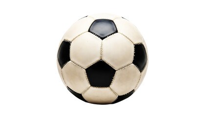 Classic black and white soccer ball on transparent background