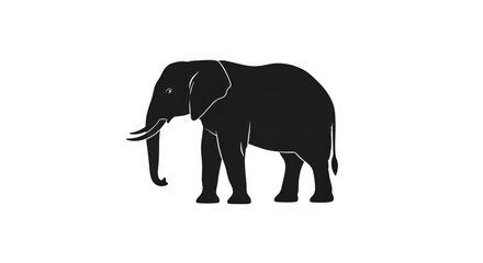 Fototapeta premium Silhouette of an African Elephant with White Outline