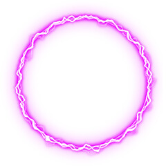 Circle purple electric lightning energy effect isolated on white background	