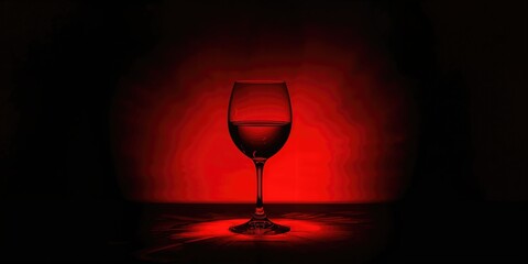 A glass under red lighting serving as a backdrop for typography and graphic elements