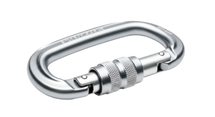 Silver Screw Gate Carabiner Isolated on Black Background