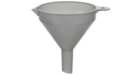 White Plastic Funnel with Wide Opening on Black Background