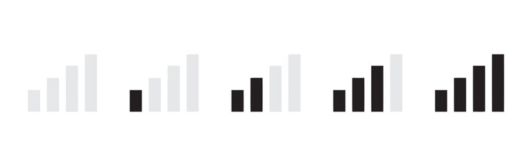 Five Mobile Signal Bars Isolated On White Background Representing Cellular Network Strength And Connectivity Indicating Level Of Service And Communication Quality