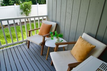 A chair placed on a Hawaiian balcony