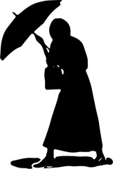 Silhoutte of a a woman carrying an umbrella