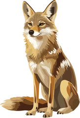 Sitting Coyote Vector on Transparent Background