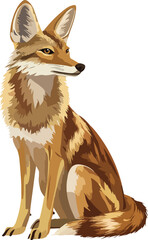 Sitting Coyote Vector on Transparent Background