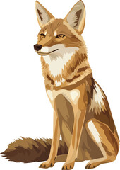 Sitting Coyote Vector on Transparent Background