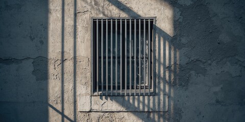Metal lattice covering a ventilation opening on a concrete wall, designed for safety and airflow regulation