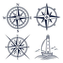 Compass and lighthouse illustration