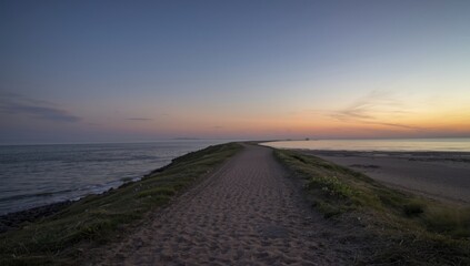 Sunset over a seaside trail near the Sea of Azov, highlighting outdoor recreation and natural beauty