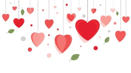 Colorful hearts floating on white background