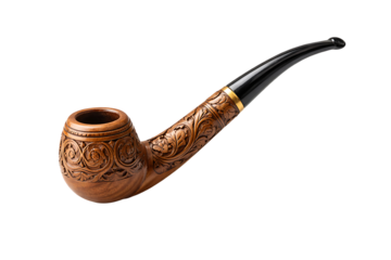 Carved Wooden Smoking Pipe Isolated