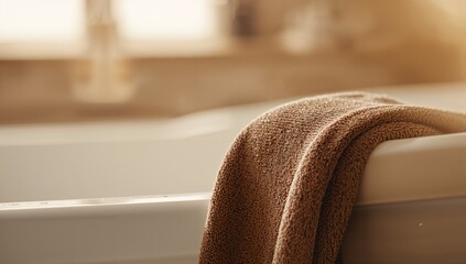 Brown towel displaying detailed weave pattern suitable for interior decor or product display