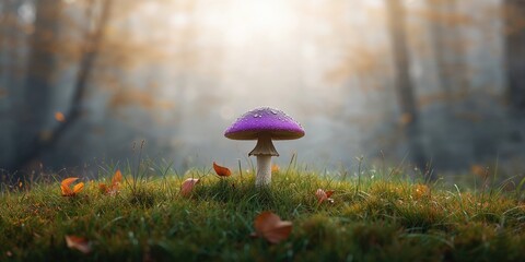 Wild mushroom in open terrain, emphasizing natural growth and foraging potential, Earth Day