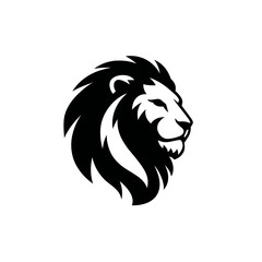 Obraz premium Bold black and white lion head silhouette for graphic design elements
