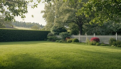 Obraz premium Lush green grass and plants in an open space, suitable for editorial header backgrounds