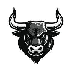 Bold bull head graphic on white background for commercial design projects