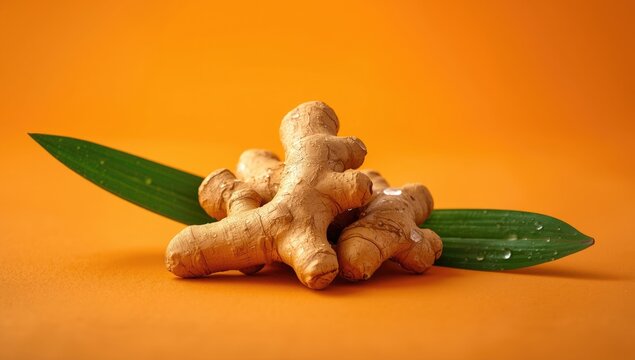 Ginger rhizome showing health benefits, used in herbal remedies, World Health Day