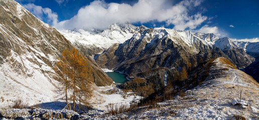 snow covered mountains in winter