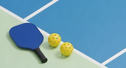 Pickleball Paddles and Balls 3D Render