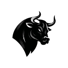 Bold illustration of a bull head with dramatic lighting and artistic style