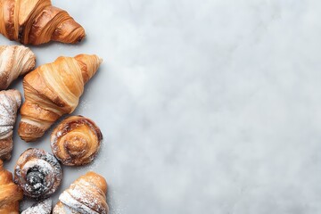 Assortment of Baked Pastries, Cropped, Minimalist Aesthetic