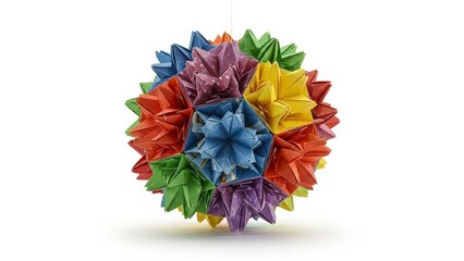 Colorful Origami Kusudama Ball Decoration.