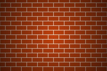 Fototapeta premium Warm Orange Brick Wall Background With Soft Center Light And Clean Brick Pattern Texture