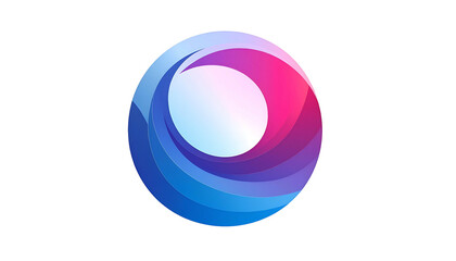 Abstract swirling design, gradients of blue, purple, and pink on black background