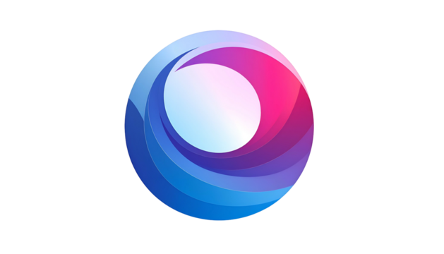 Abstract swirling design, gradients of blue, purple, and pink on black background - Powered by Adobe