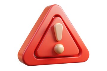 A red warning triangle sign with an orange exclamation mark, isolated on white background