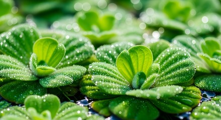 Raindrops on Gotu Kola Fresh Leaves