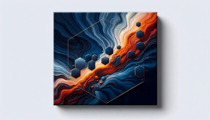 A liquid acrylic geometric composition, Ai generated image