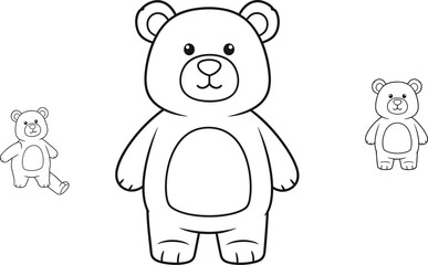 Simple line drawing of a bear and two smaller bear cubs © CreativeAlim02