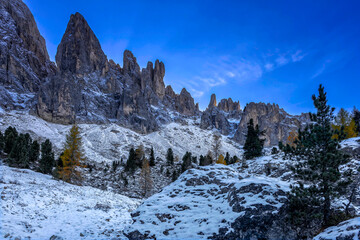 Mountain landscape in snow winter. Snow covered mountains in winter. Winter mountain landscape. Snowy mountain landscape