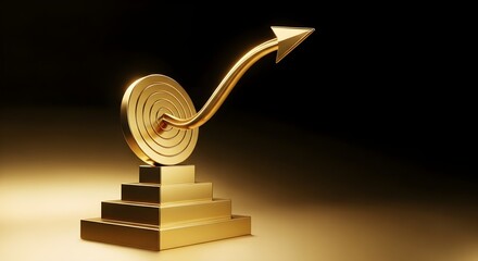 Rising Golden Arrow Success 3D Concept