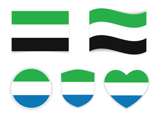 sierra leone national flag icon set