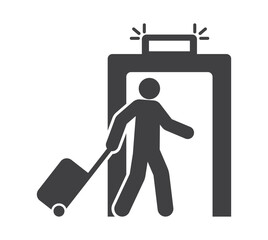 passenger go through metal detector frame icon