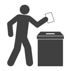 voter with bulletin and ballot box vote icon