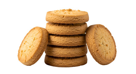 Stack of Round Shortbread Cookies on Black Background