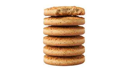 Stack of Six Round Biscuits with One Bitten Edge cookie