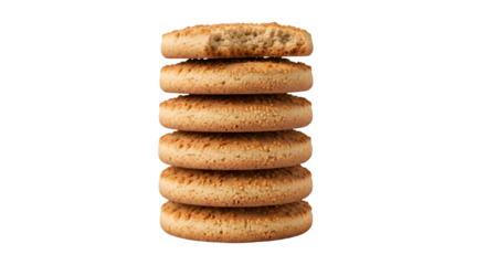 Stack of Six Round Biscuits with One Bitten Edge cookie