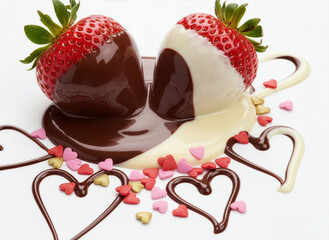 Fraises au chocolat pour c&eacute;l&eacute;brer la Saint-Valentin