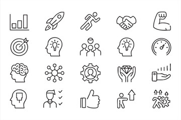 Fototapeta premium Business Strategy UI Icons for Scaling, Success, and Productivity