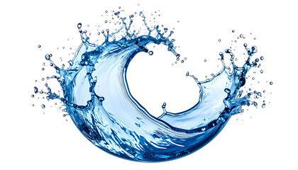 A circular splash of clear blue water against a black background
