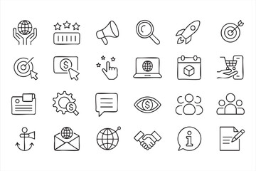 Fototapeta premium Business Marketing Line Icons for Conversion Funnels and Analytics Dashboards